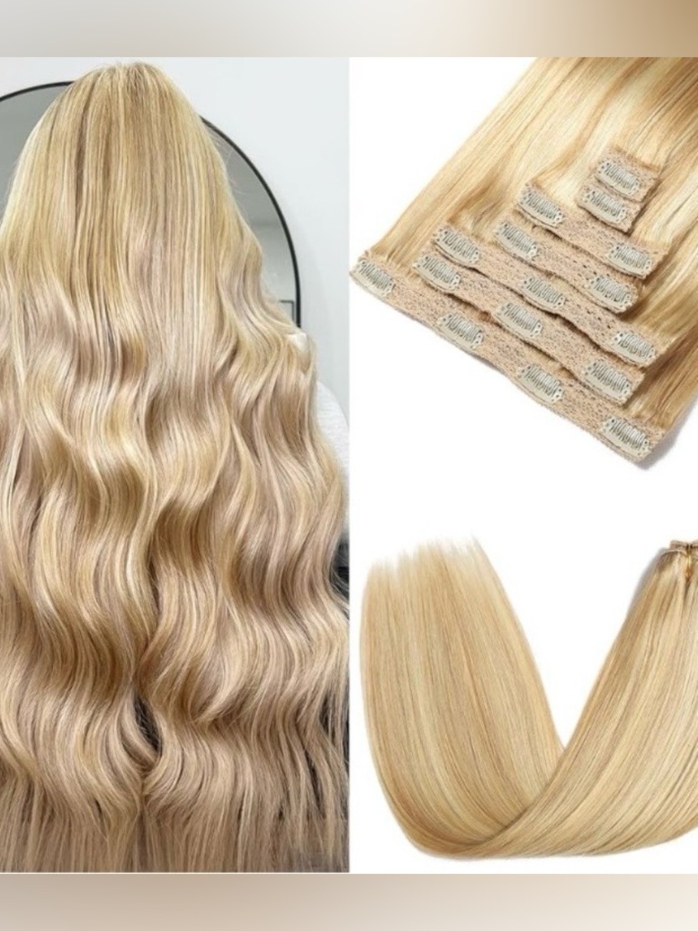 Dalise 24" Human Hair Lace Weft Extension Dirty Blonde Bleach Highlight 7pc 120g
